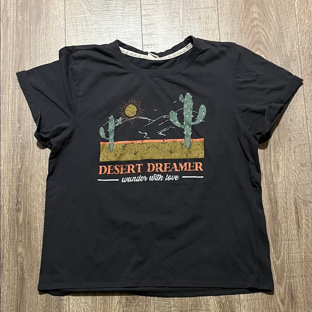 Desert Dreamer Dark Graphite Cacti Desert Graphic Tee Size XL